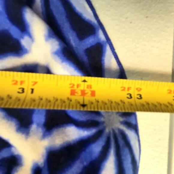 Maxine of Hollywood One Piece Swimdress Blue/White Geometric Side Tie Size 20 - Picture 7 of 9